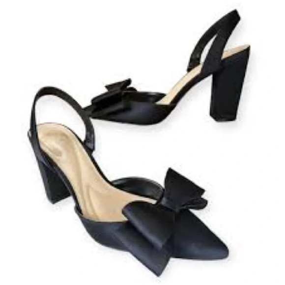 Jessica Simpson Shoes - Women’s JESSICA SIMPSON Naomia elegant Black satin bow heels- Size 7.5